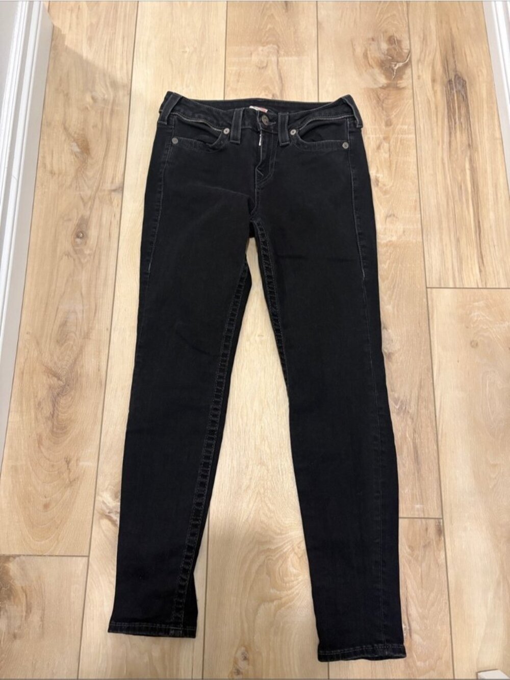 True Religion Black Moto Zipper Detail Skinny Jeans